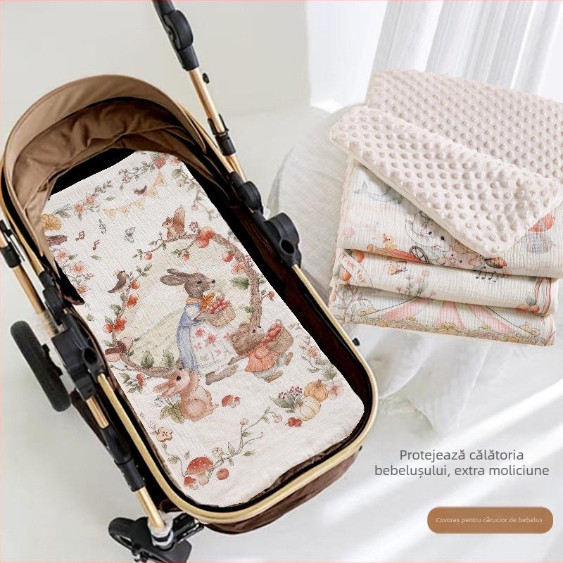 Covor pentru cărucior, din bumbac, universal pentru toate anotimpurile, lavabil, potrivit pentru sugari 0–1 ani, covoraș de întins și șezut
