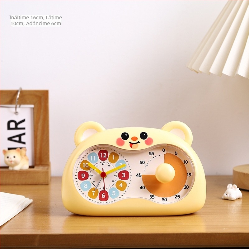 Ceas deșteptător pentru învățare cu timer vizual – Shiyu Home Furnishing, alimentare cu baterii, afișaj cu ace și cifre, stil desen animat