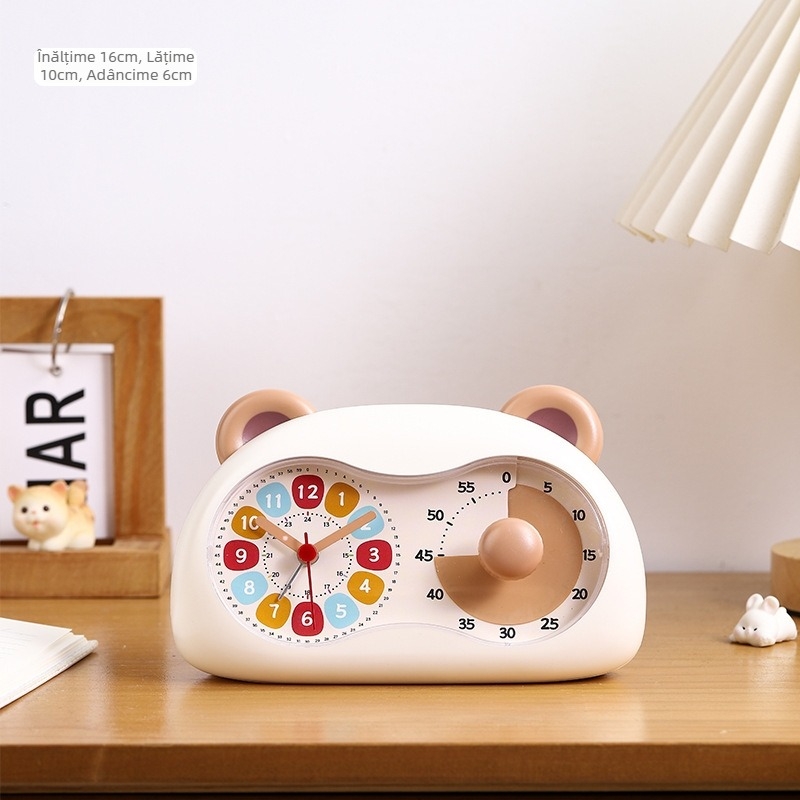 Ceas deșteptător pentru învățare cu timer vizual – Shiyu Home Furnishing, alimentare cu baterii, afișaj cu ace și cifre, stil desen animat