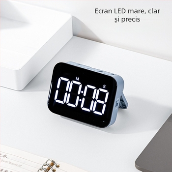 Deli NS883 temporizator digital cu termometru, afișaj LED, alimentare cu baterie, carcasă ABS