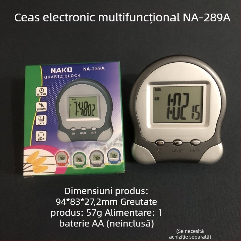 Ceas digital de alarmă cu afișaj LED, mișcare electronică, carcasă din plastic, alimentare cu baterii și logo personalizabil.