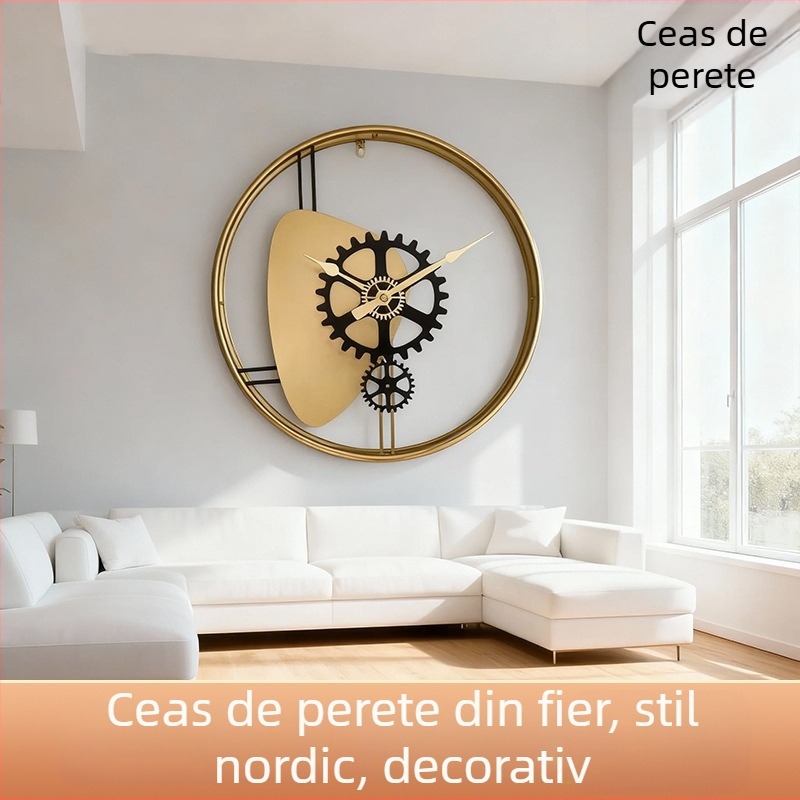 Ceas de perete minimalist spaniol pentru sufragerie, ceas decorativ din metal, mare, funcționare silențioasă