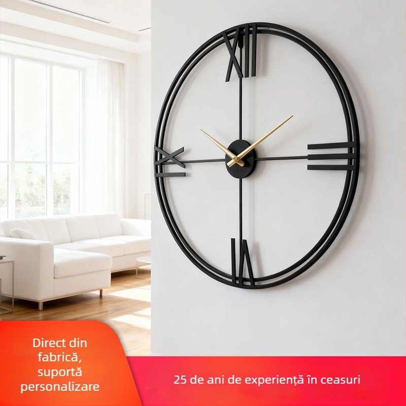 Ceas de perete minimalist spaniol pentru sufragerie, ceas decorativ din metal, mare, funcționare silențioasă