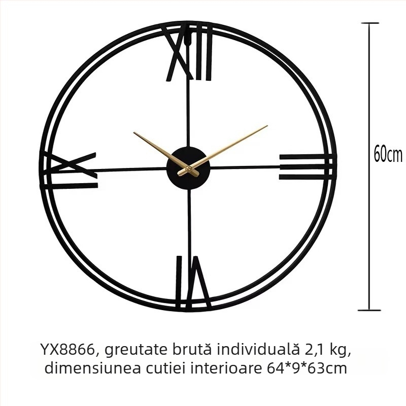 Ceas de perete minimalist spaniol pentru sufragerie, ceas decorativ din metal, mare, funcționare silențioasă