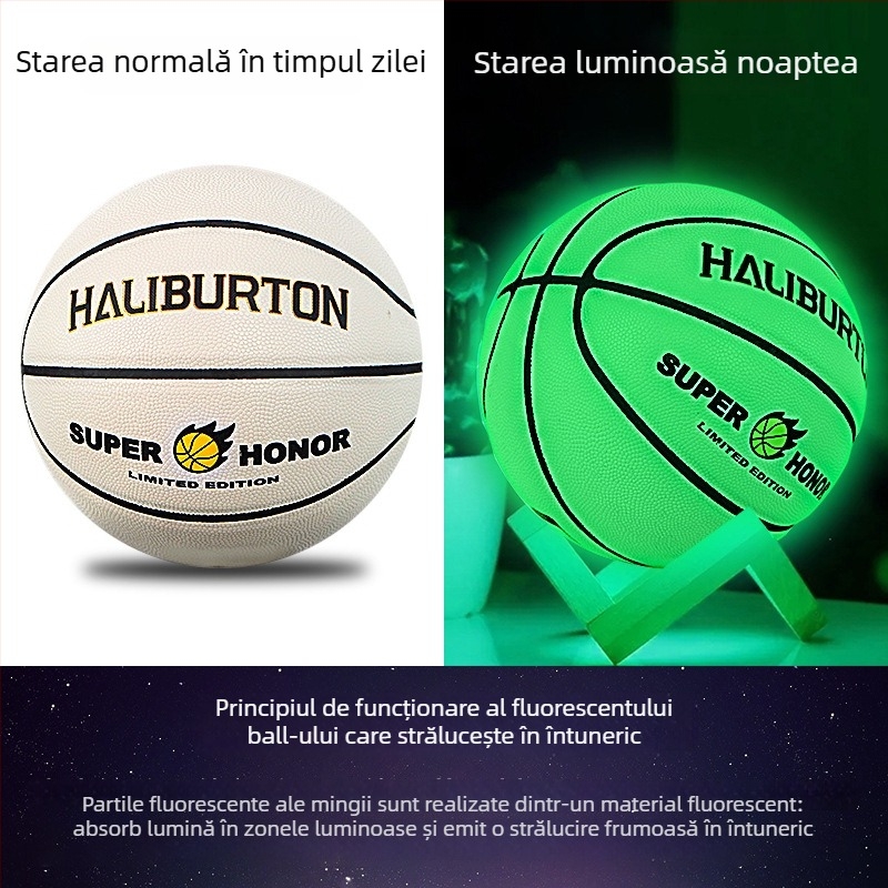 Minge de baschet albastră luminoasă pentru exterior, PU, rezistentă la uzură, dimensiuni 5 și 7