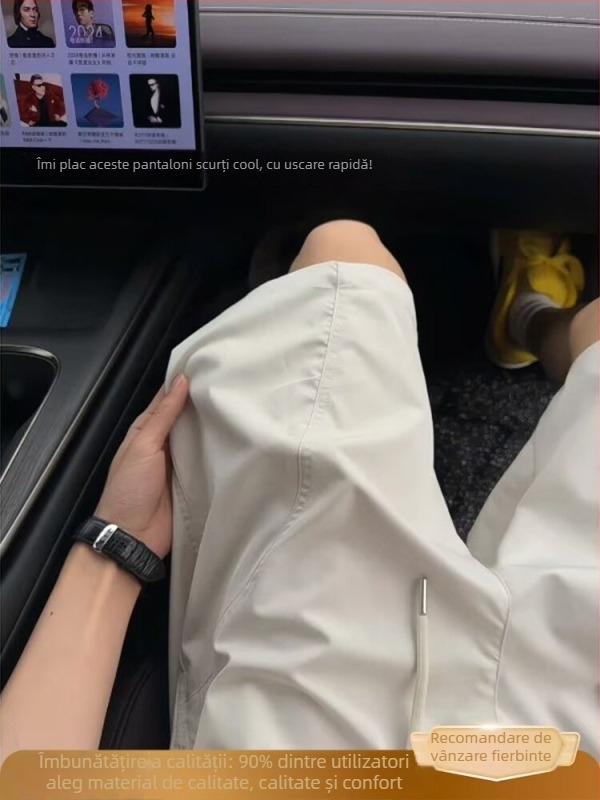 Șorturi sport pentru bărbați, lungime capri, 90% poliester, elastice, vară 2025