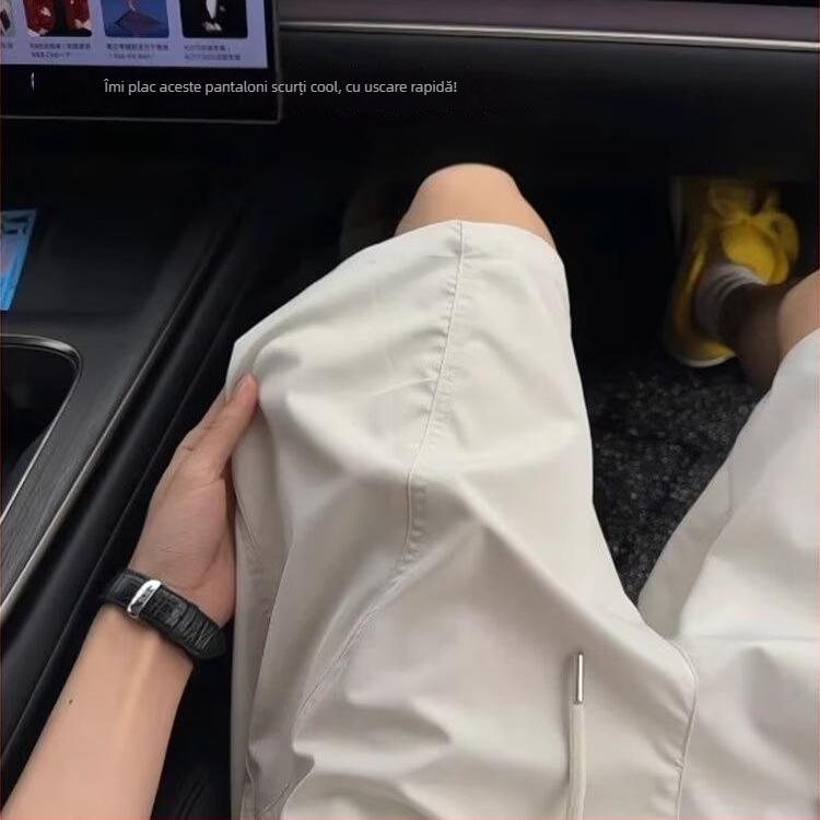 Șorturi sport pentru bărbați, lungime capri, 90% poliester, elastice, vară 2025