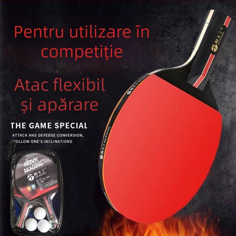 Set de rachete tenis de masă pentru competiții – profesionist, cu gumă pe ambele fețe reverse glue, lamă din lemn, lovire directă, 2 rachete