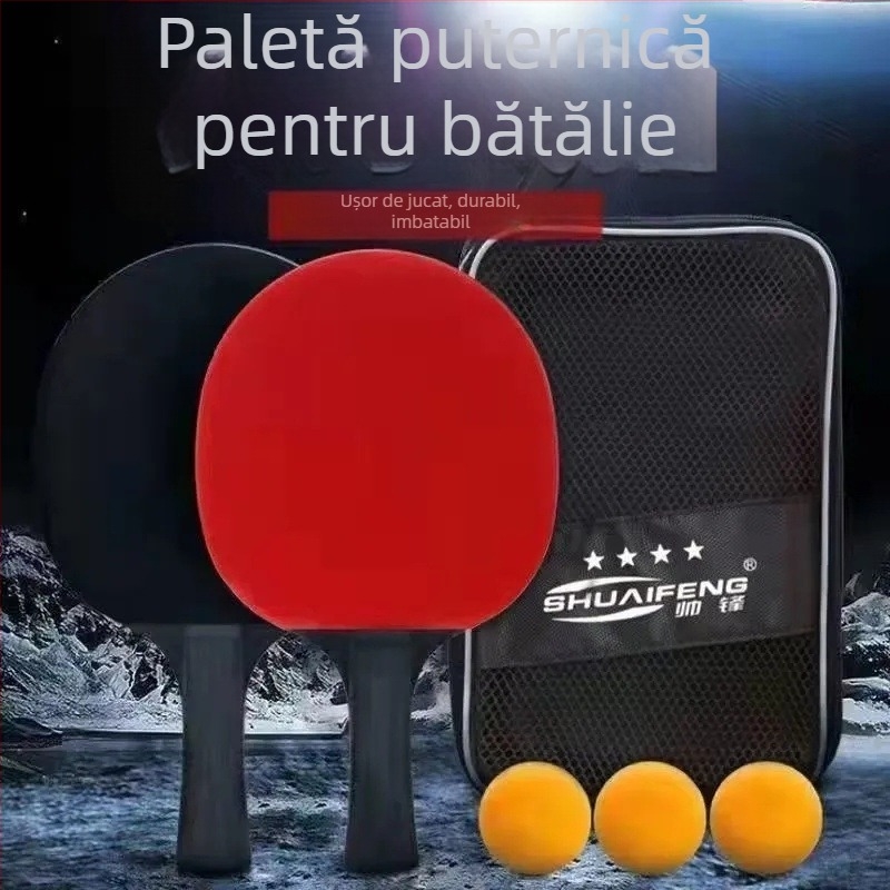 Rachetă de tenis de masă pentru copii — dublă, mâner Shakehand, gumă Long Pimples, bază PE, set pentru începători