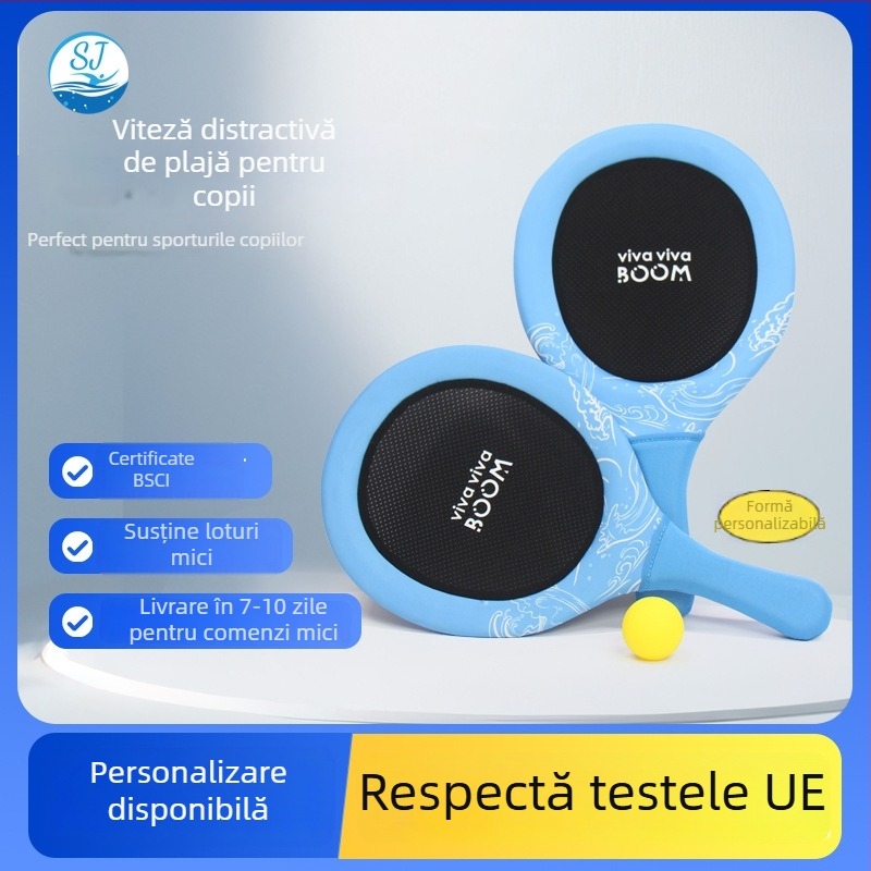 Shang Yijia Set pentru copii pentru plajă cu rachetă – lovire directă, placă din plastic, cauciuc neopren 1,5 mm, minge inclusă