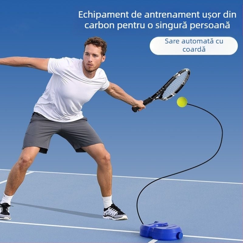 Antrenor de tenis cu minge elastică pentru revenire, cu coardă, revenire automată, construcție din polipropilenă, pentru începători