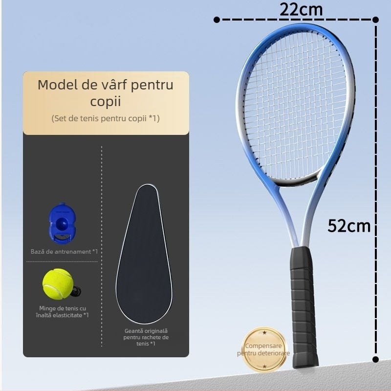 Antrenor de tenis cu minge elastică pentru revenire, cu coardă, revenire automată, construcție din polipropilenă, pentru începători