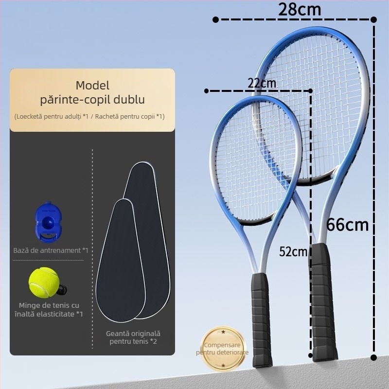 Antrenor de tenis cu minge elastică pentru revenire, cu coardă, revenire automată, construcție din polipropilenă, pentru începători