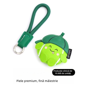 Breloc din piele cu motiv desen animat badminton și tenis de masă