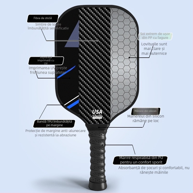 Rachetă pickleball din fibră de sticlă — set de competiție profesionist, marca Lidakang, greutate 225±5 g