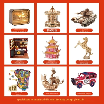 Puzzle 3D din lemn pentru birou – jucărie educațională multifuncțională cu desene personalizate, pentru copii 7-14 ani