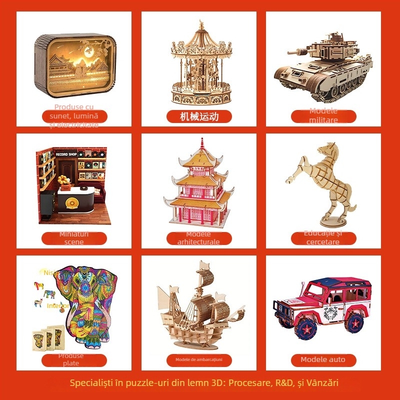 Puzzle 3D din lemn cu bilă pinball, jucărie de birou pentru concentrație, DIY, desene personalizate, pentru copii 7–14 ani