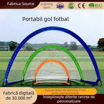 Poartă de fotbal pentru copii cu cadru pliabil – echipament de antrenament în aer liber; Materiale: plasă Tedolon fără noduri; cadru din fibră de sticlă; pânză Oxford