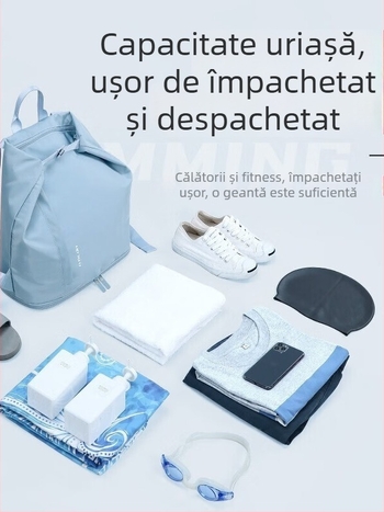Geantă de sport cu compartiment uscat–ud, impermeabilă pentru plajă și ud, geantă de fitness și de călătorie, rucsac cu compartiment pentru pantofi