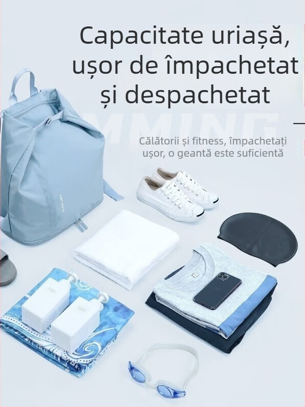 Geantă de sport cu compartiment uscat–ud, impermeabilă pentru plajă și ud, geantă de fitness și de călătorie, rucsac cu compartiment pentru pantofi