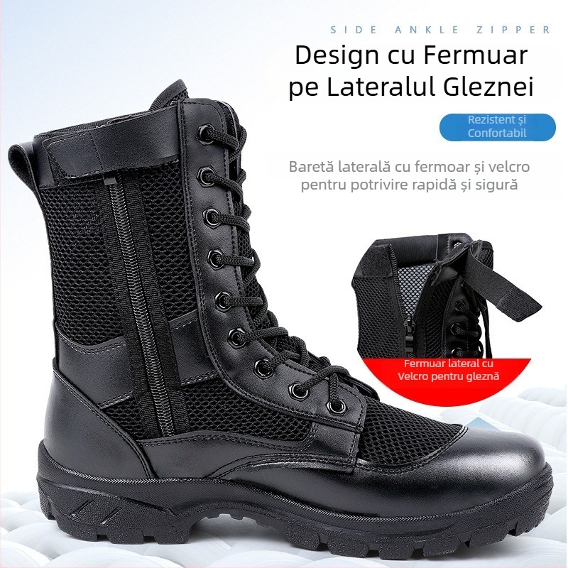 Ghete de lucru de vară cu plasă și fermoar - Unisex pentru drumeții în aer liber, ultra-ușoare și respirabile, pentru securitate/verificări, Material Super Fiber, Brand Xiao wu ji hua