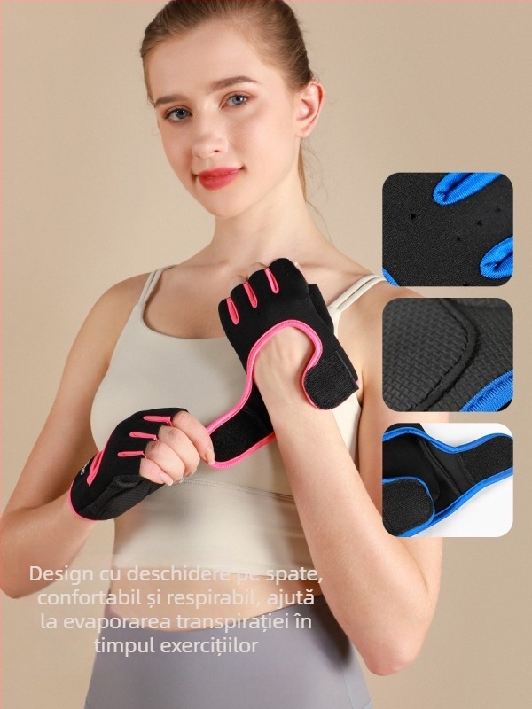 Mănuși sport cu degete jumătate, palmă din nylon pentru adulți – protecție pentru antrenament în aer liber, ciclism și drumeții