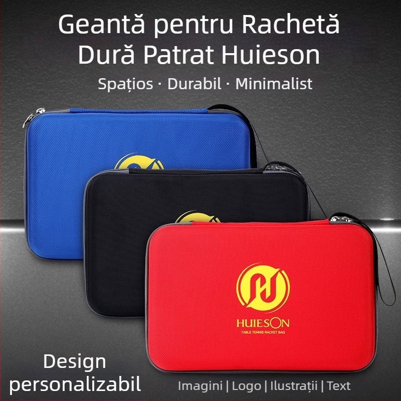 Husă pentru palete de tenis de masă, carcasă rigidă pătrată, material Oxford, logo personalizat, brand Huisheng/HuIESON, pentru tenis de masă