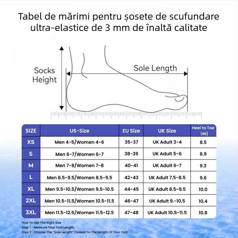 Șosete de neopren pentru scufundări, 3mm, pentru adulți – unisex, groase, antiderapante, rezistente la uzură, pentru plajă și înot