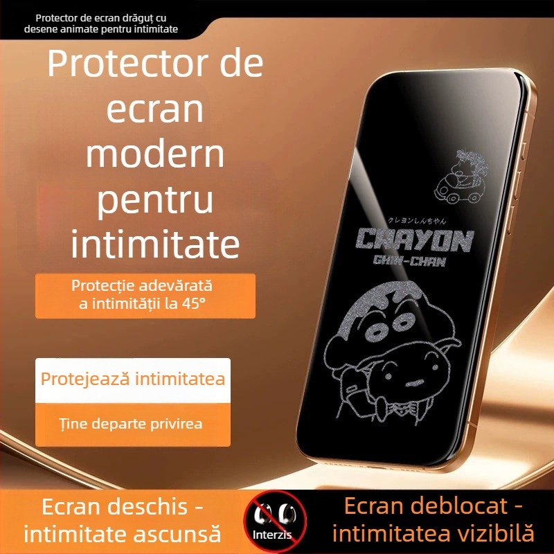 Protecție ecran din sticlă securizată cu protecție a intimității pentru iPhone 14 Pro Max – HD, ecran complet, anti-spionaj, rezistent la cădere, anti-praf