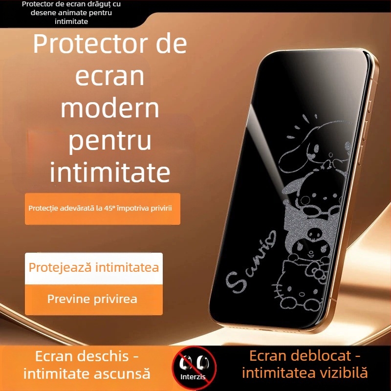Protecție ecran din sticlă securizată cu protecție a intimității pentru iPhone 14 Pro Max – HD, ecran complet, anti-spionaj, rezistent la cădere, anti-praf
