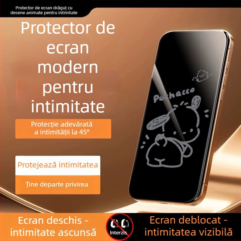 Protecție ecran din sticlă securizată cu protecție a intimității pentru iPhone 14 Pro Max – HD, ecran complet, anti-spionaj, rezistent la cădere, anti-praf