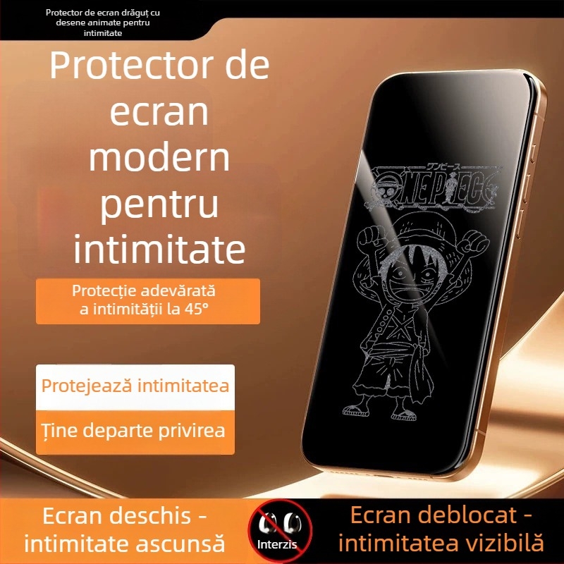 Protecție ecran din sticlă securizată cu protecție a intimității pentru iPhone 14 Pro Max – HD, ecran complet, anti-spionaj, rezistent la cădere, anti-praf