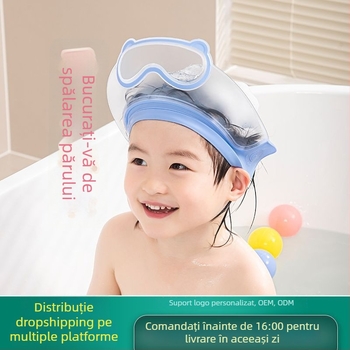 Șapcă de spălat pentru copii cu protecție dublă împotriva apei pentru urechi; reutilizabilă, PP+TPE, 70 g, imprimare logo disponibil