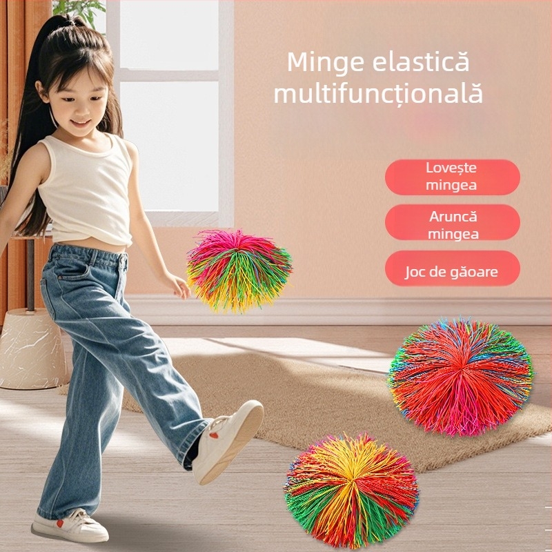 Joc de aruncare din plastic cu sac de nisip, formă de shuttlecock, cu minge de cauciuc pentru coordonarea mână-occhi și dezvoltare senzorială (14+ ani).