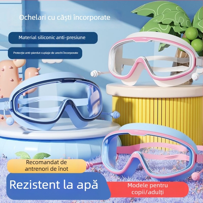 Ochelari de înot pentru copii, antiaburire, cadru mare, lentile din polipropilenă