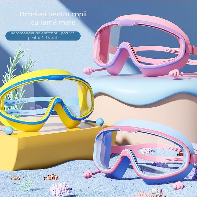 Ochelari de înot pentru copii, antiaburire, cadru mare, lentile din polipropilenă