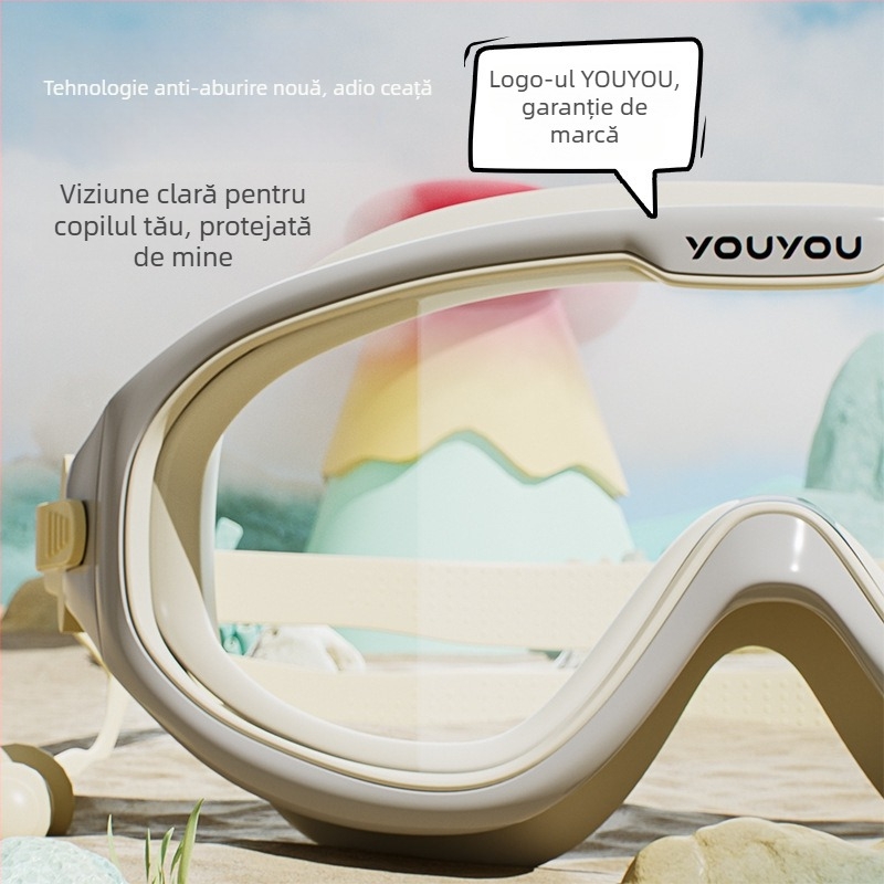 Youyou Ochelari de înot pentru copii și set de șapcă - impermeabili, antifog, cadru mare, lentile PC