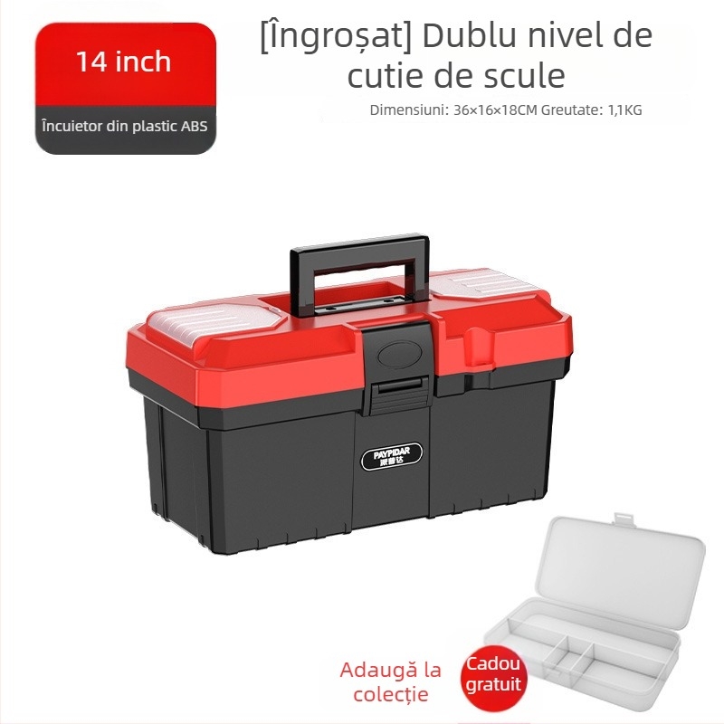 Cutie de unelte metalică, cutie de depozitare compactă, trei niveluri pliabile, de calitate industrială, durabilă, pentru montaj pe vehicul (Model ZsfcBjBD)