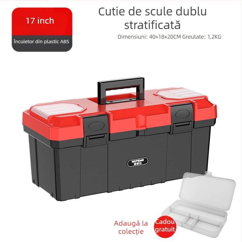 Cutie de unelte metalică, cutie de depozitare compactă, trei niveluri pliabile, de calitate industrială, durabilă, pentru montaj pe vehicul (Model ZsfcBjBD)