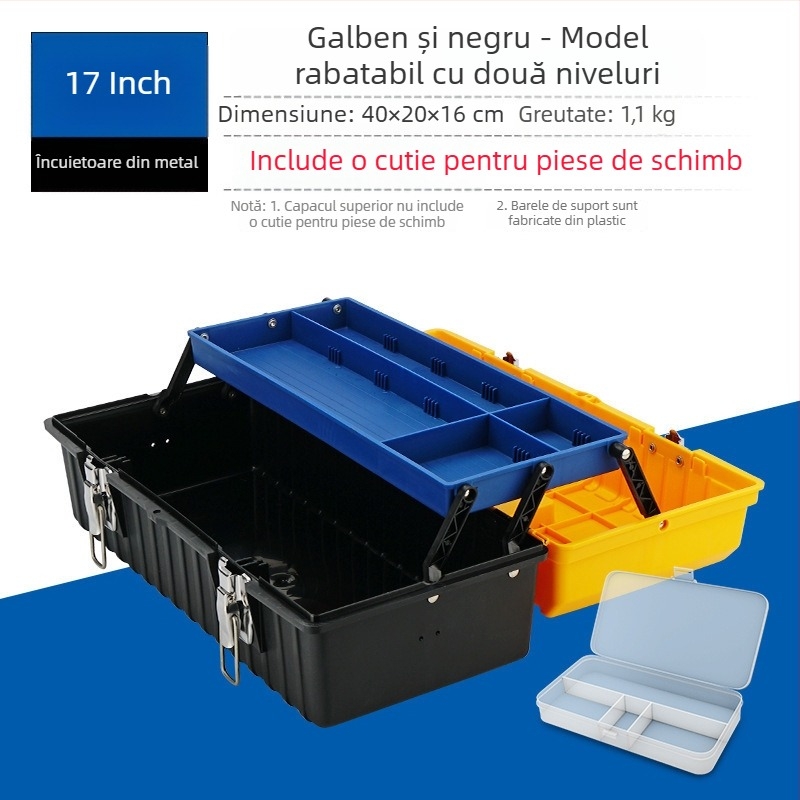 Cutie de unelte metalică, mică, depozitare multifuncțională, pliantă în trei niveluri, industrială, robustă, portabilă pentru electricieni; Cod produs: ZsfcBjBD; Brand: Other; Piețe principale: Africa, Europa, America de Sud, Asia de Sud-Est, America de No