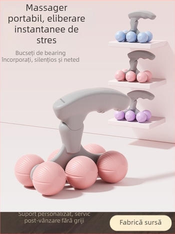 Masaj pentru picior în formă de inel, masaj portabil cu 6 role pentru yoga acasă și relaxare (material PP, 250 g)