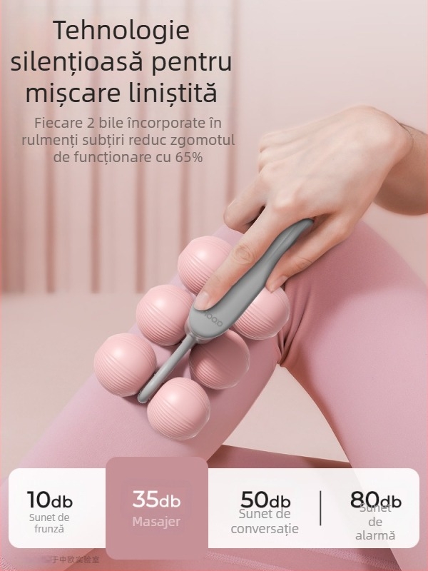 Masaj pentru picior în formă de inel, masaj portabil cu 6 role pentru yoga acasă și relaxare (material PP, 250 g)