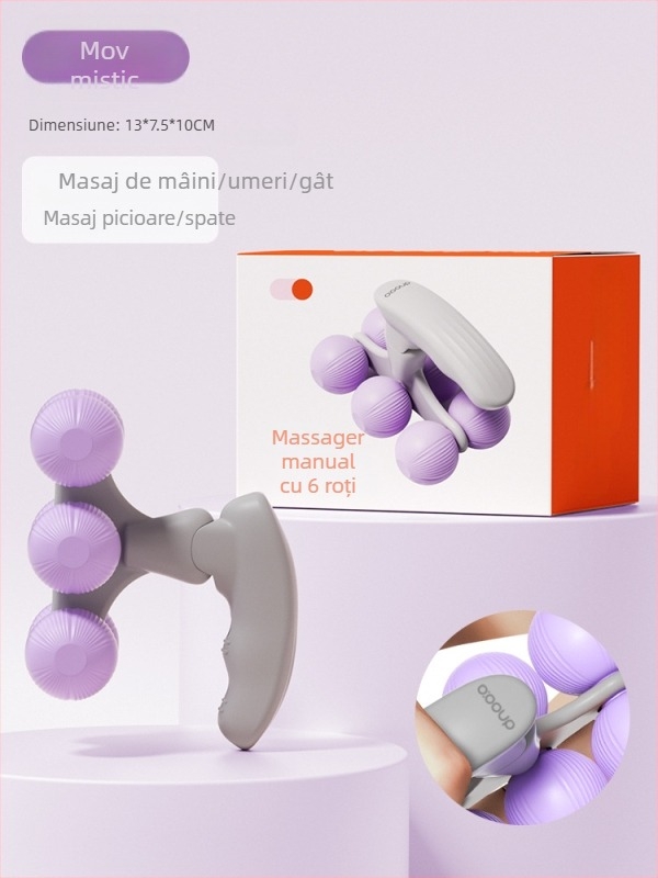 Masaj pentru picior în formă de inel, masaj portabil cu 6 role pentru yoga acasă și relaxare (material PP, 250 g)