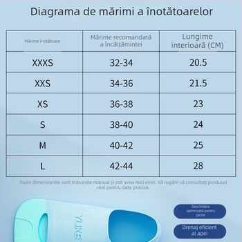 Fins de înot scurte din silicon pentru adulți și copii – echipament de antrenament pentru înot, utilizare acasă