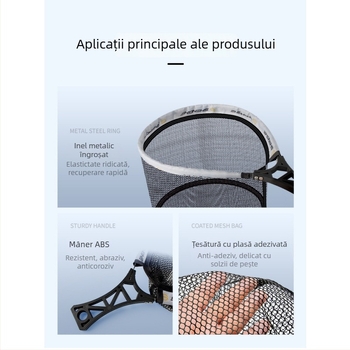 Plasă de pescuit pliabilă pentru râuri — nylon, deschidere 26 cm, adâncime 20 cm, portabilă (Material: Nylon; Deschidere: 26 cm; Adâncime: 20 cm; Pliabilă)