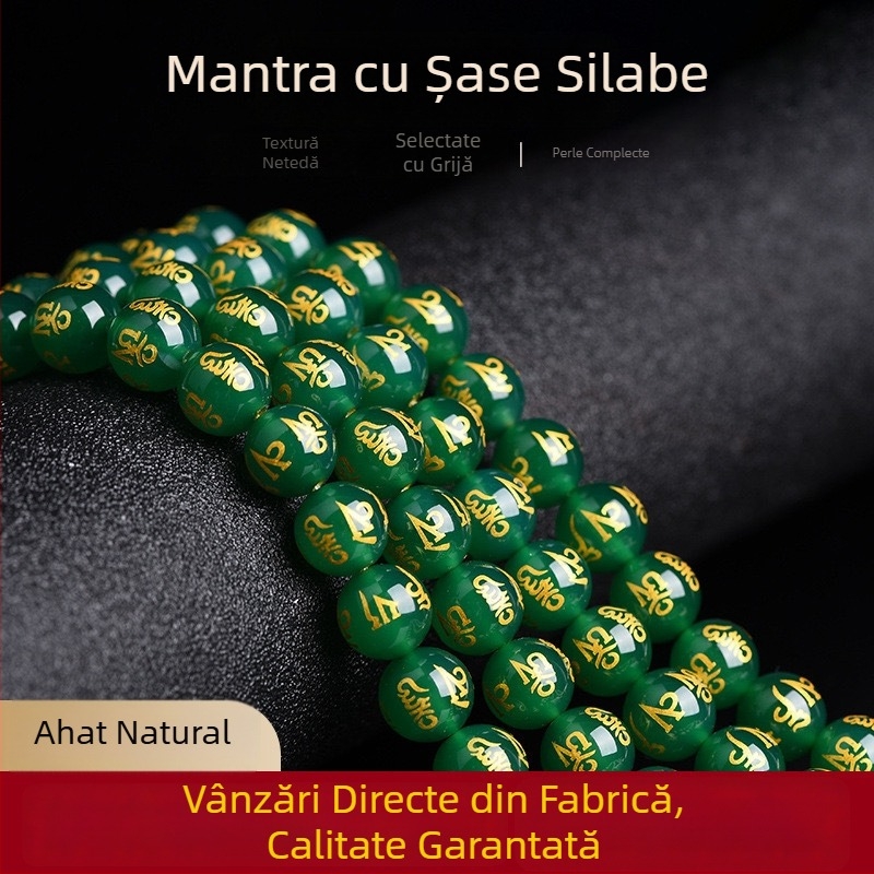 Agaat natural roșu și negru, mărgele rotunde de 8 mm, mantre din șase cuvinte, semi-finite pentru brățări DIY, gravură și aurire