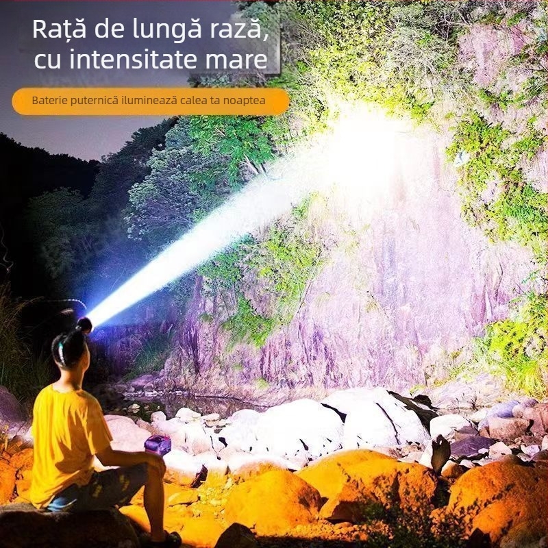 Lampă LED pentru pescuit nocturn: rază lungă, reîncărcabilă, impermeabilă, ultra-luminoasă, montată pe cap
