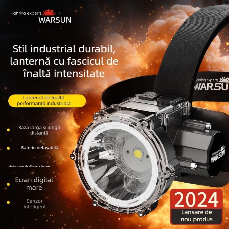 Walmon WE01 Frontala LED pentru pescuit nocturn cu clips pentru pălărie, reîncărcabilă, 5W, carcasă ABS, rază până la 500 m