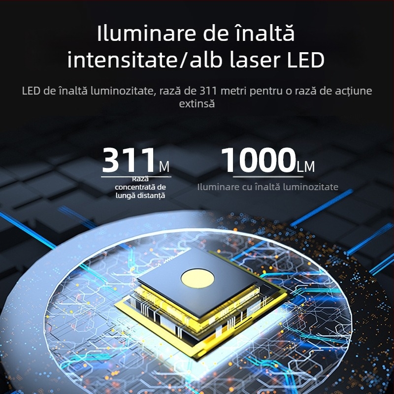 Walmon WE01 Frontala LED pentru pescuit nocturn cu clips pentru pălărie, reîncărcabilă, 5W, carcasă ABS, rază până la 500 m