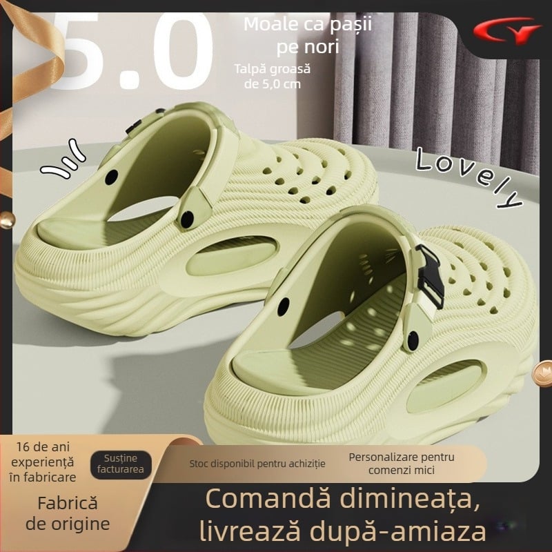 Sandale EVA pentru bărbați cu deget închis și talpă groasă pentru creșterea înălțimii, respirante și impermeabile, încălțăminte outdoor de vară